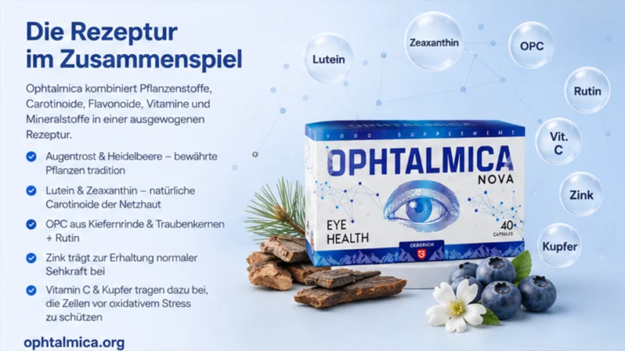 Ophtalmica — Naturextrakte, Carotinoide, Vitamine und Mineralstoffe in der Formel